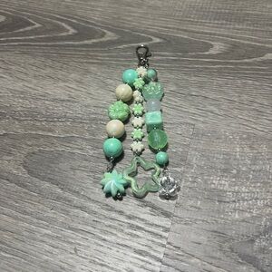 Chunky Green Beaded Keychain Charm